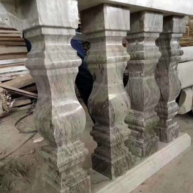 Guangxi  white marble balustrade, marble baluster railings , balustrades handrails