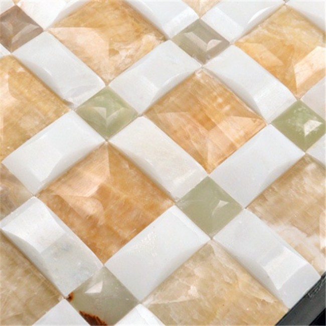 Rosin yellow onyx marble mosaic tiles