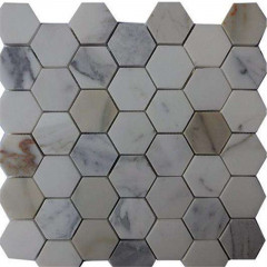 Ubin dinding mosaik marmer Hexagon yang dipoles