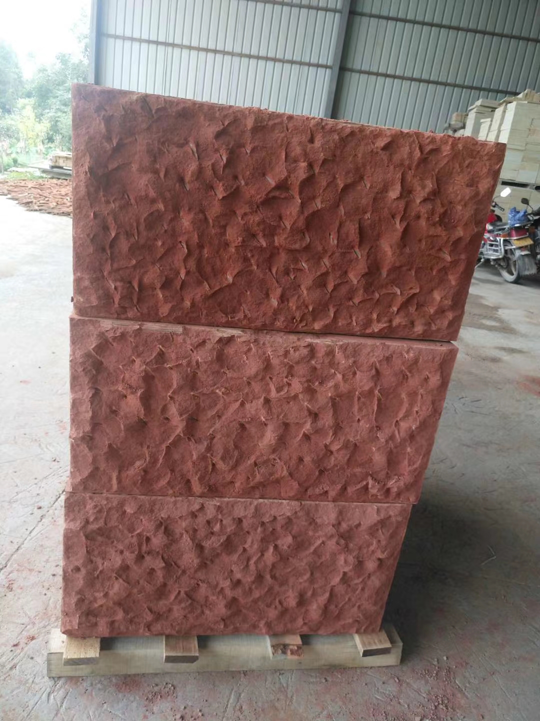 red sandstone wall panels